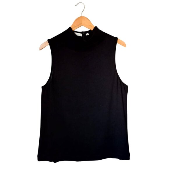 Vince Black Mock Neck Sleeveless Top - Size L - Picture 1 of 10
